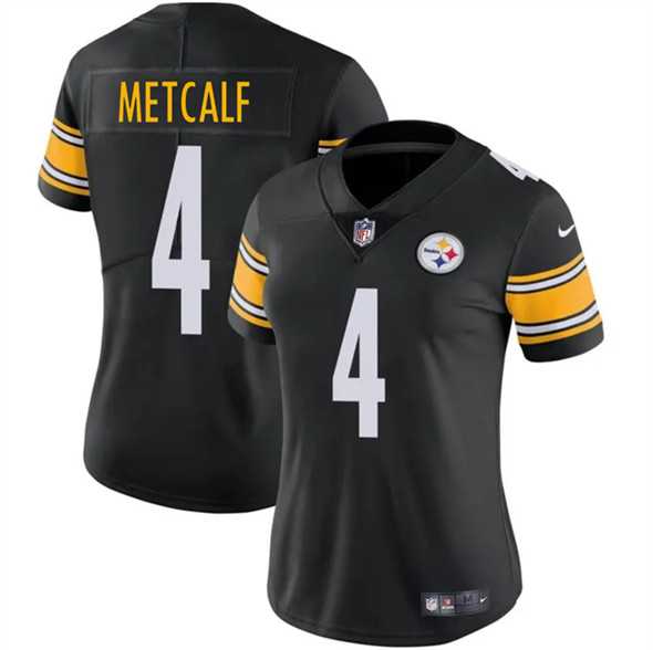 Women%27s Pittsburgh Steelers #4 DK Metcalf Black 2025 Vapor Stitched Jersey Dzhi